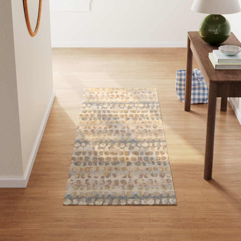 Paint Chip Natural Hand Micro Hooked Wool Rug, Runner 2'6" x 8'