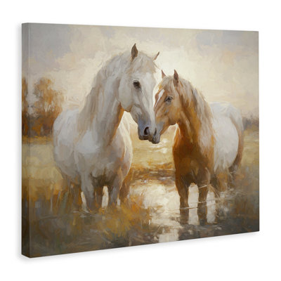Art mural sur toile, "Horse pair in River" par Ramona Murdock