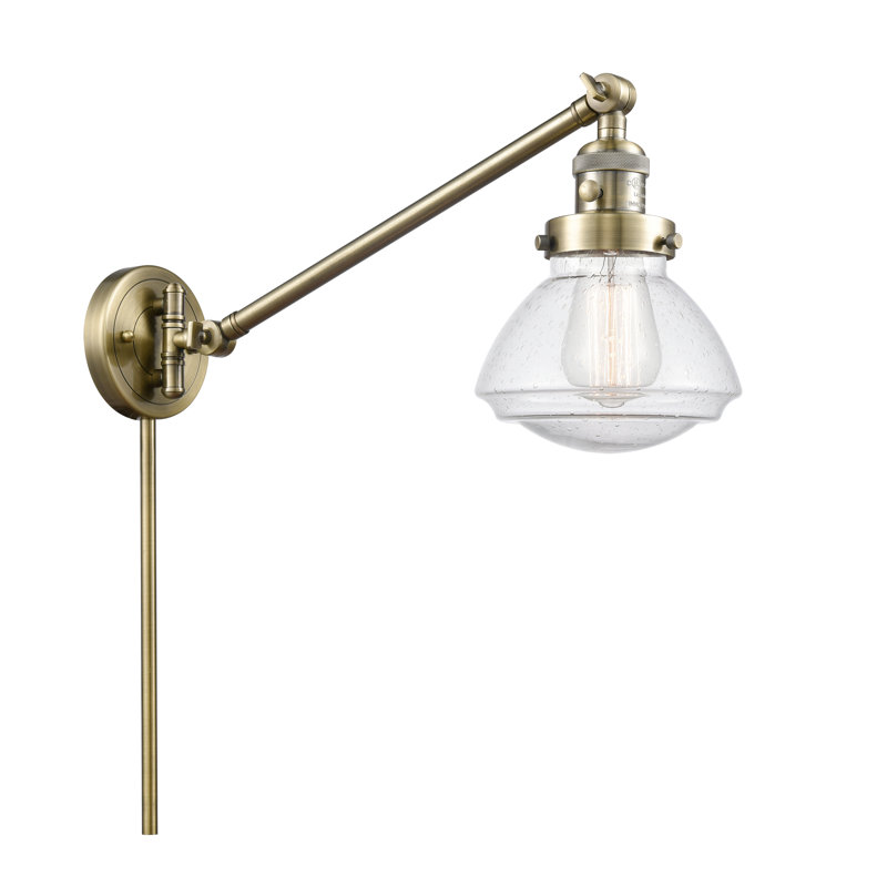 Lampe murale avec bras pivotant 1 lumière Chesterville, Grainé, Incandescent, Laiton antique