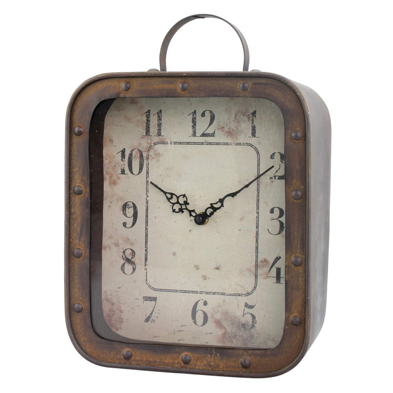 Large Square Plain Metal Desktop Clock