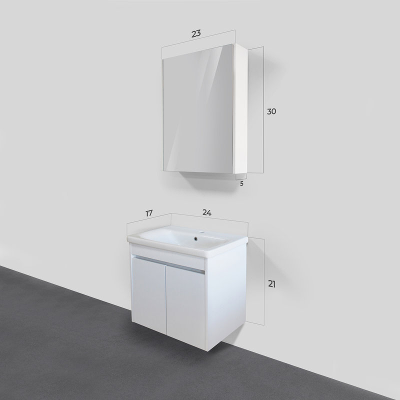 Ensemble de meuble-lavabo simple 24 po avec miroir Godofredo