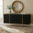 60" Modern Fluted Sideboard Buffet Cabinet with Gold Accents, Black Storage Cabinet for Living Room-1174264832