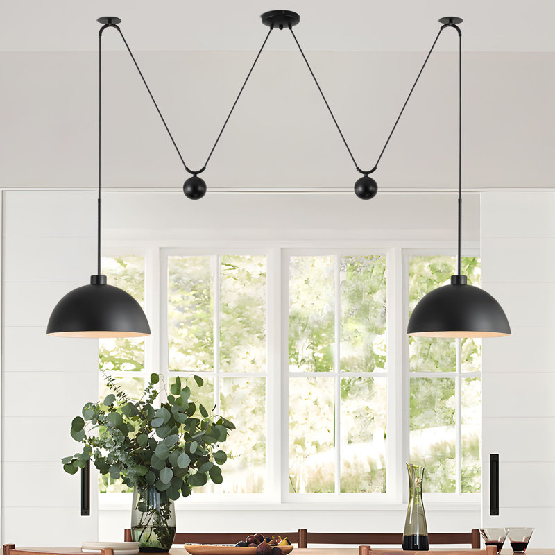 Worthing 2-Light Adjustable Kitchen Island Pendant, Matte Black