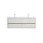 Meuble-lavabo mural 60 po avec lavabo, armoire de rangement flottante avec comptoir en résine de pierre et tiroirs à fermeture en douceur 60 po