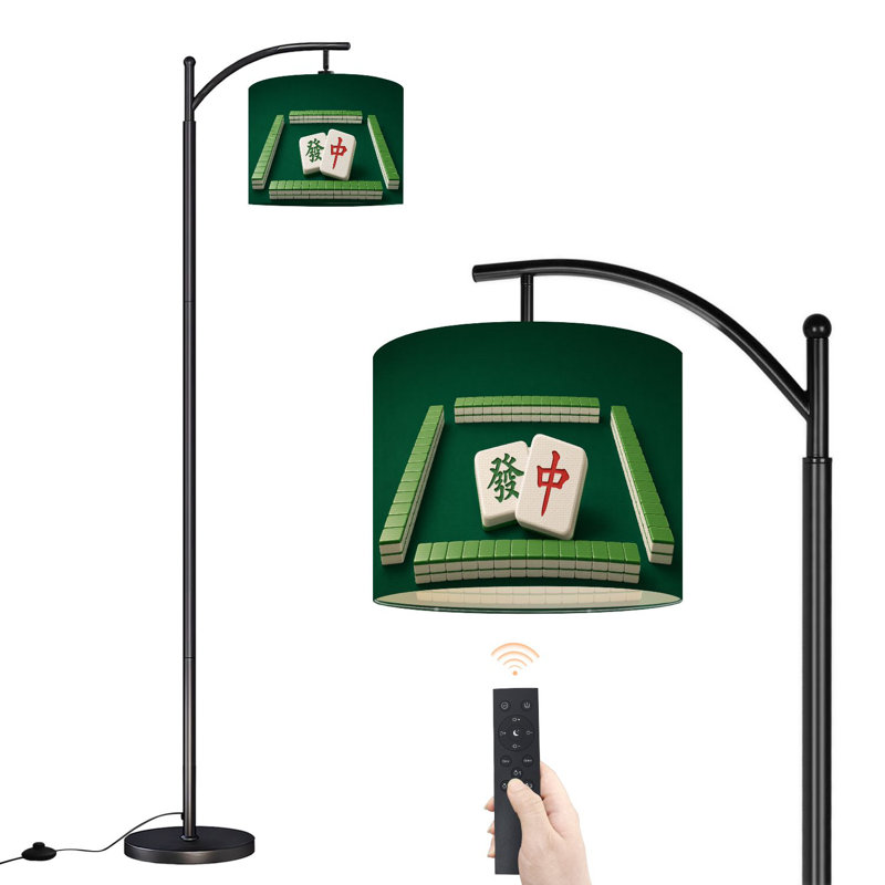 Lampe sur pied à arc avec abat-jour réglable Mahjong Game Tiles Green Mahjong Lovers