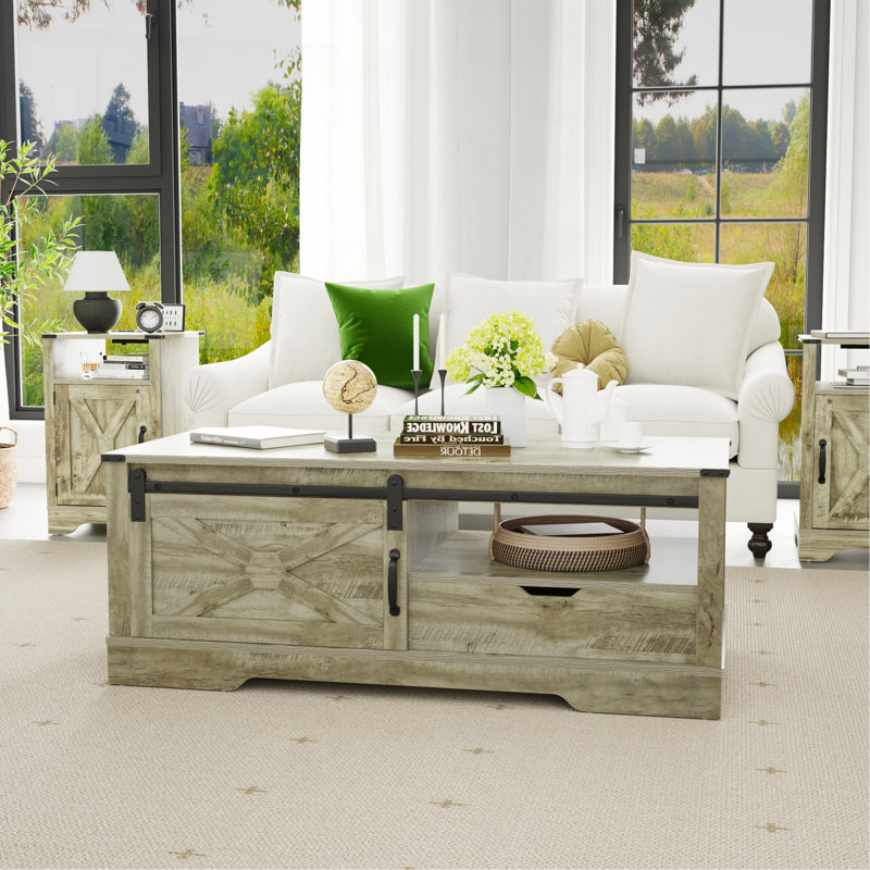 Grande table rectangulaire à porte de grange coulissante Farmhouse