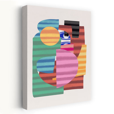 Vibrant Striped Shapes Abstract Modern Wall Art Print