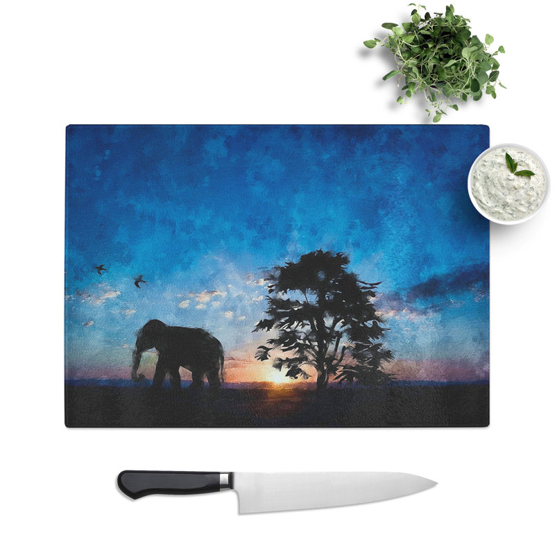 Elephant at Sunset Painting Chopping Board, 28.5cm W x 39cm L