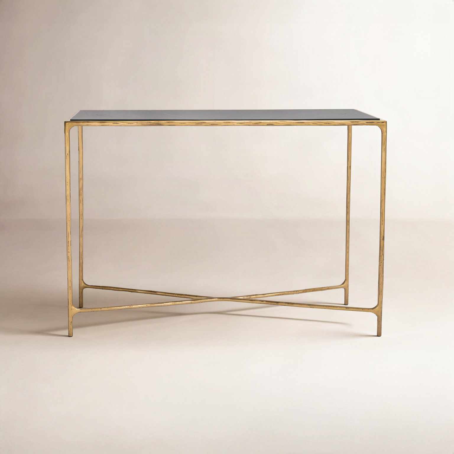 Evelynn 48'' Console Table, Black, Brass
