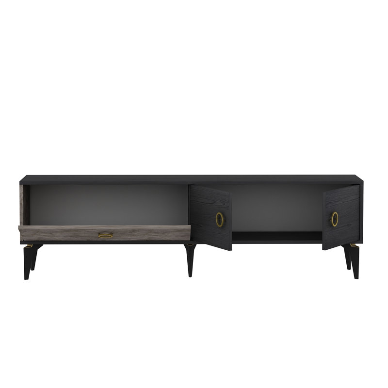 Alemanno TV Stand for TVs up to 48", Black/Beige