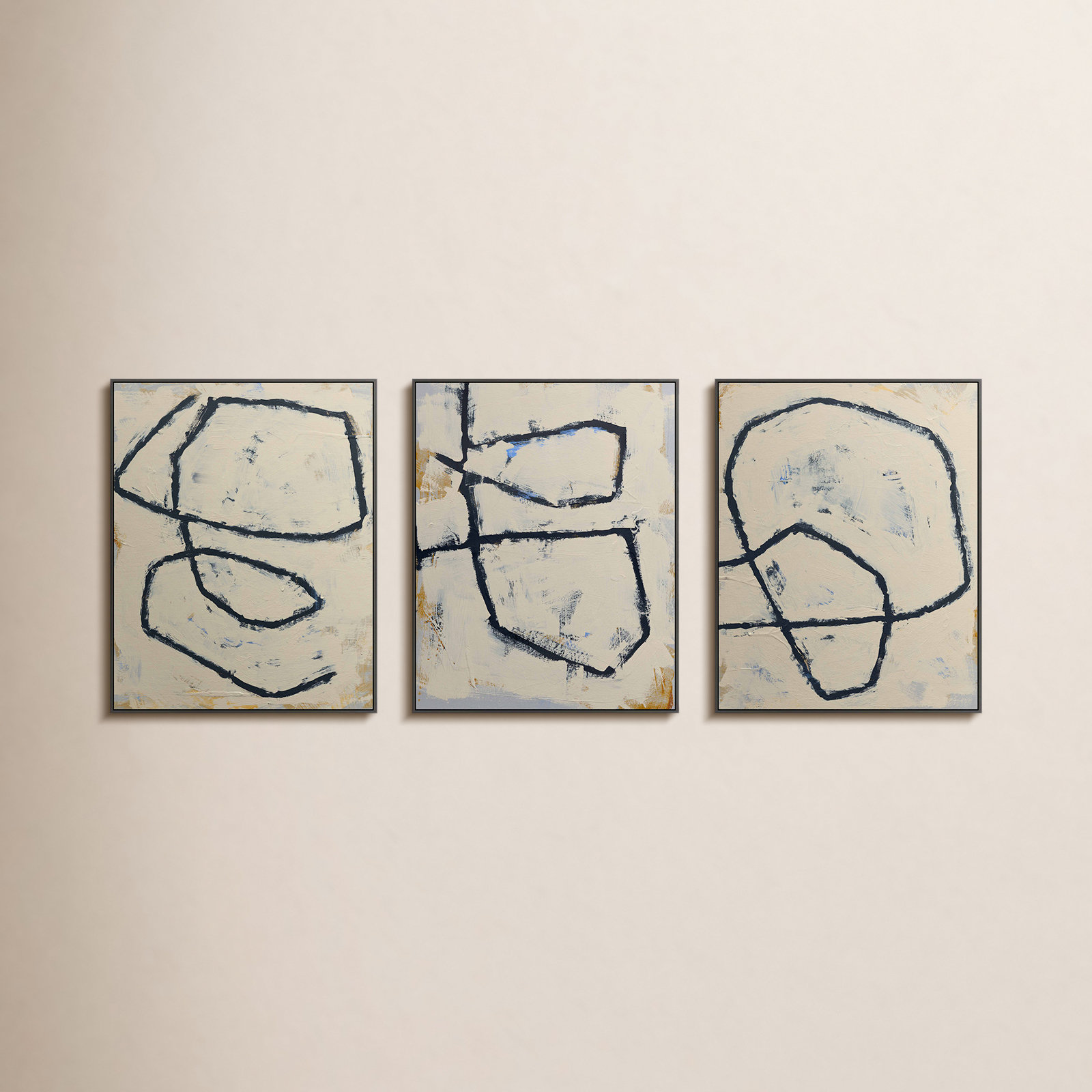 Moser Twisted 4, 5, 6 by Jacques Pilon - 3 Piece Print Set, Black Framed Canvas, 30" H x 24" W x 1.25" D