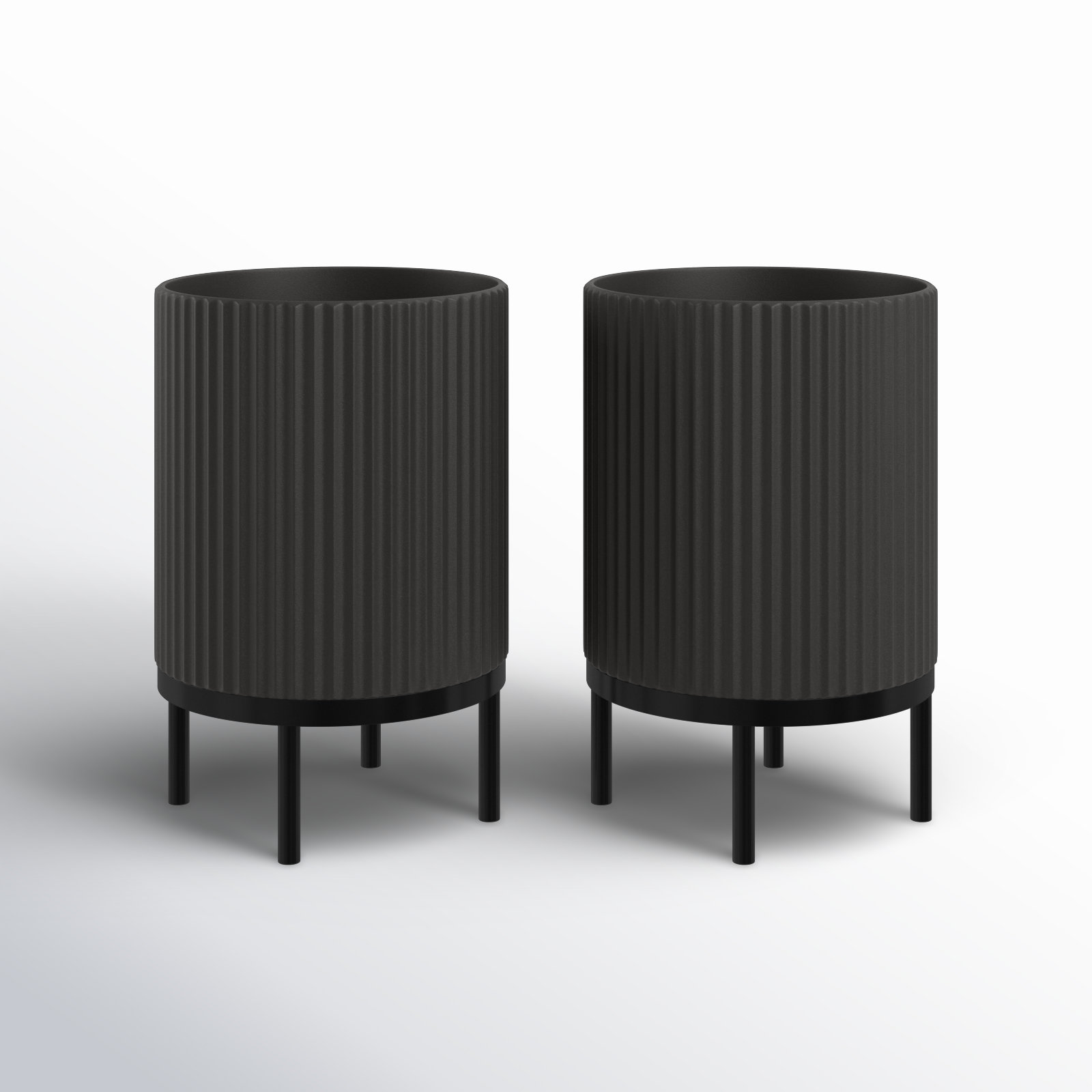 Demi Pot Planter, Black, 2, 22" H x 14.75" W x 14.75" D