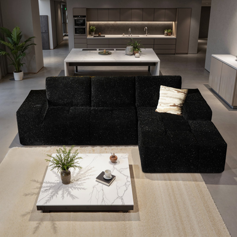 Canapé modulaire en forme de L de Boneless, Orienté à droite, Noir
