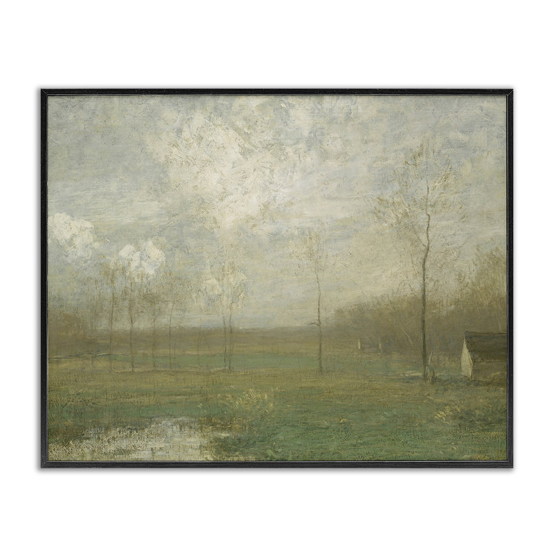 Giclée encadrée, vue de Hazy Farmland, H 11 po x l 14 po, Giclée encadrée noir minuit