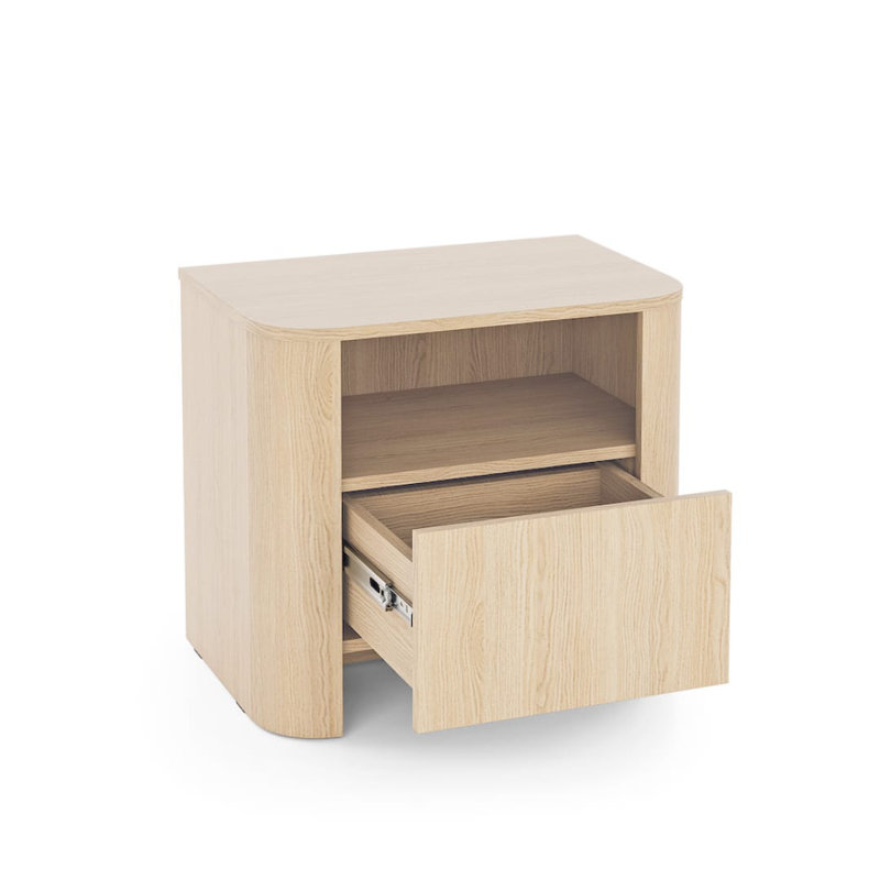 Suleiman 58cm W Manufactured Wood Bedside Table, Oak Vincenza
