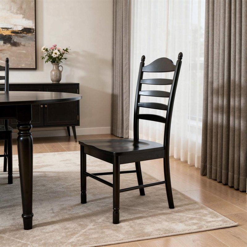 Chaise d'appoint en bois noir, Noir