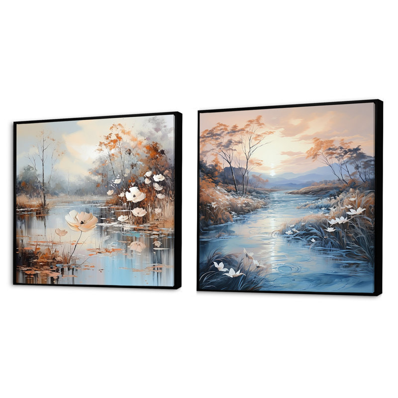 Ensemble de 2 rivières Rivers, Cadre flottant noir, H 36 po x l 73 po