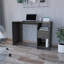 Bureau d'ordinateur Odessa avec tiroir simple et armoires de rangement ouvertes, finition chêne fumé