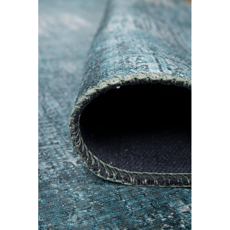 Soft Blue Area Rug, 7.5 x 10.8 Feet | 100% Polyester, 1850 g/m² | 0.16 Inches Pile Height, Recycled Poly Cotton Underside | Machine Carpet, Durable & Stylish | Perfect for Living Room, Bedroom, or Office Decor
