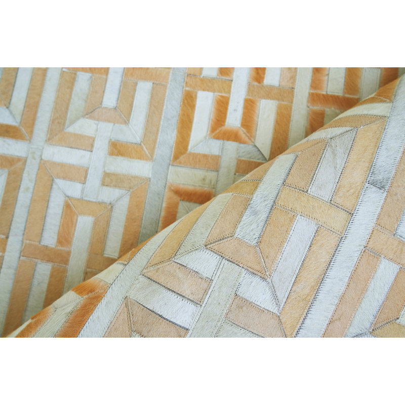 Natural Hide Cowhide Geometric Area Rug, Rectangle 8' x 11'