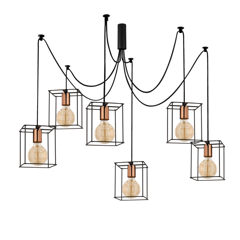 Luminaire suspendu grappe rectangulaire à 6 lumières Henkel, Noir