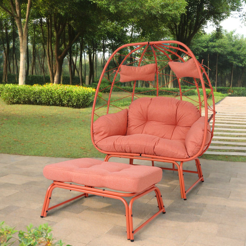 Chaises longues pour personne, siège boho en rotin d'acier pour jardin