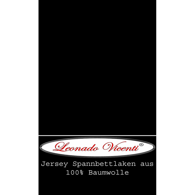 100% Cotton Jersey Knit Fitted Sheet, Black, European Double (140 x 200cm)