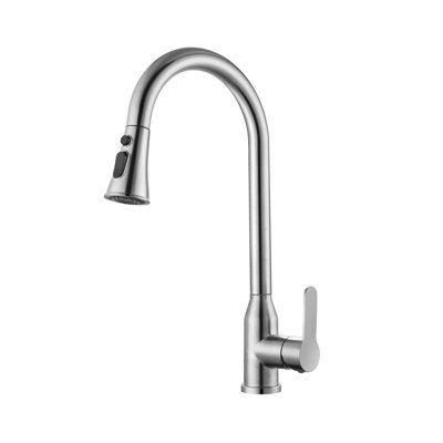 High Arc Single Handle Stainless Steel Kitchen Faucet in Brushed Nickel Finish