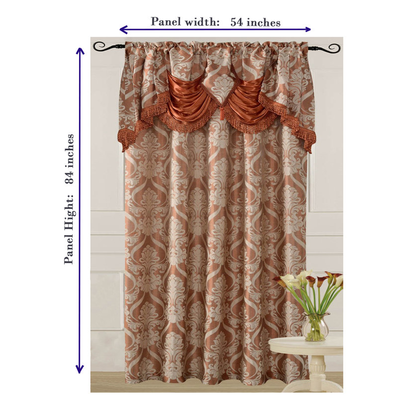 Brick Polyester Light-Filtering Curtain Panel with Valance