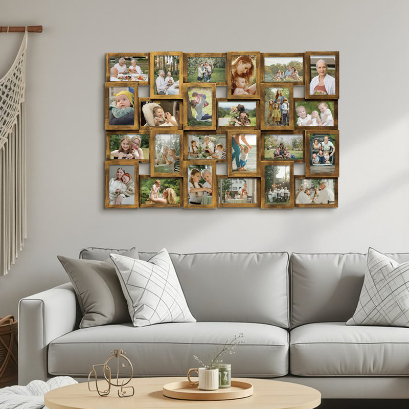 Cadre photo mural Gallery 24 photos, Doré vieilli
