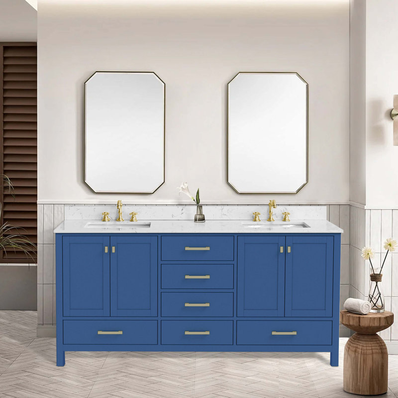 Meuble-lavabo de salle de bain, armoire de rangement en bois massif, comptoir de meuble-lavabo autoportant avec double cuve