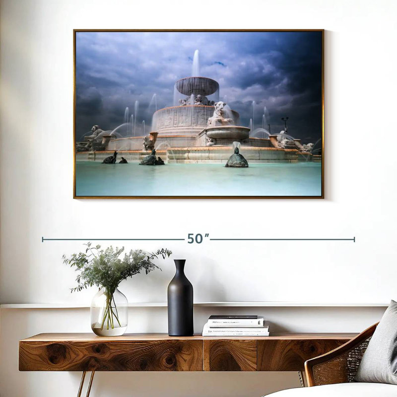 James Scott Memorial Fountain, Floating Frame Gold, 40" X 27"