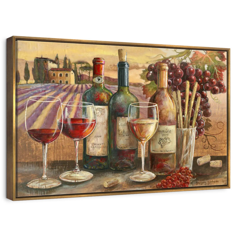 Vignes, Cadre flottant doré, 43 po x 29 po