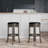 30" Bar Stool, Weathered Gray Finish, Black Leather Seat For Home-557231699