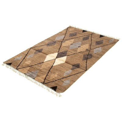 Ecarpetgallery One-of-a-kind Hand-knotted New Age Pako Moroccan Brown 4'11" X 8'2" Wool Area Rug In Black,cream