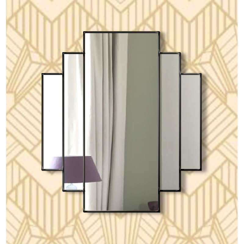 Yoselin Flat Wall Mirror, Black