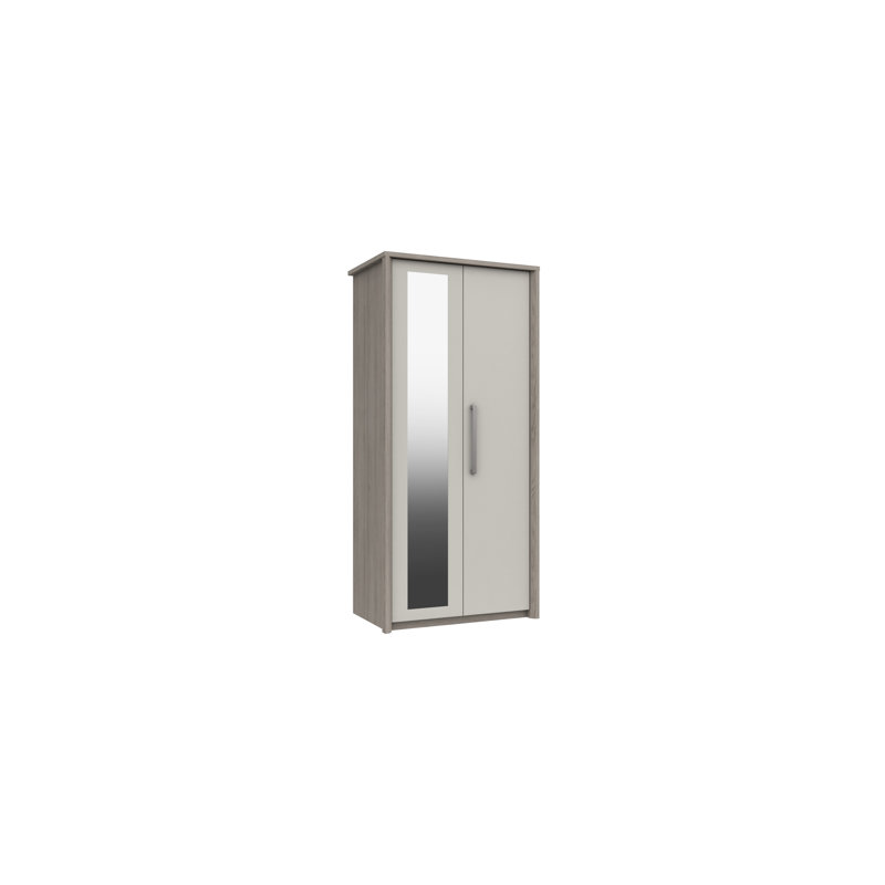 Colville 2 Door Manufactured Wood Wardrobe, Grey Oak/White Grey Gloss