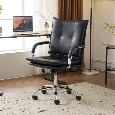 Luxury Faux Leather Office Chair - Padded Arms