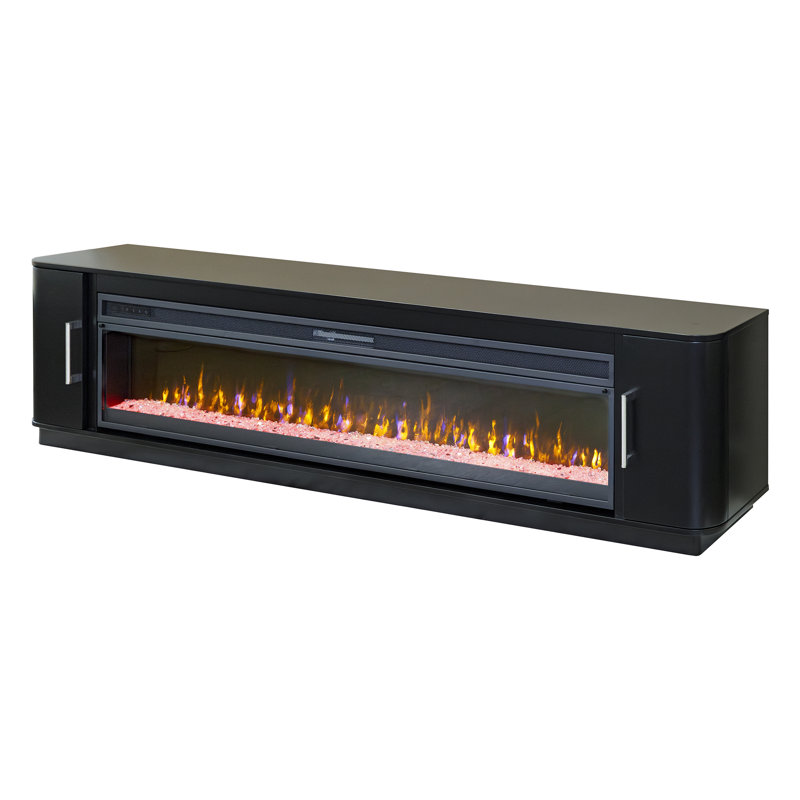 Console de foyer Jaclynn, meuble télé, meuble télé, entièrement assemblé, Noir, H 24 po x l 96 po x P 15 po