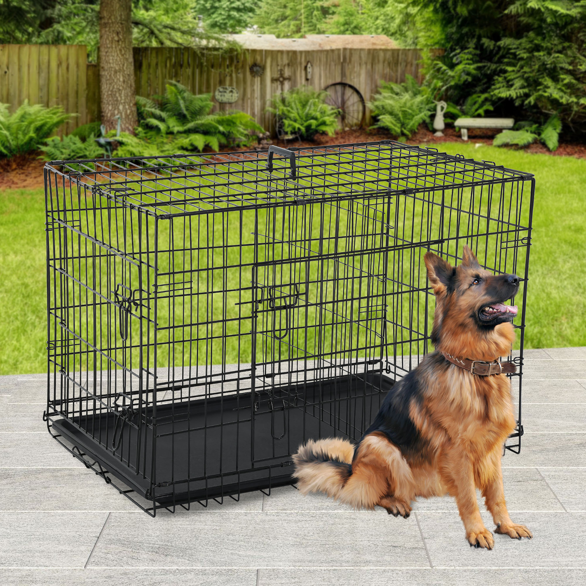 Image showcasing Tucker Murphy Pet™ Dog Crate 42 Inch Folding Metal Wire Crate For Large ...