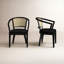 Chaises de salle à manger en velours Ashia, bois d'hévéa et canne-74021929