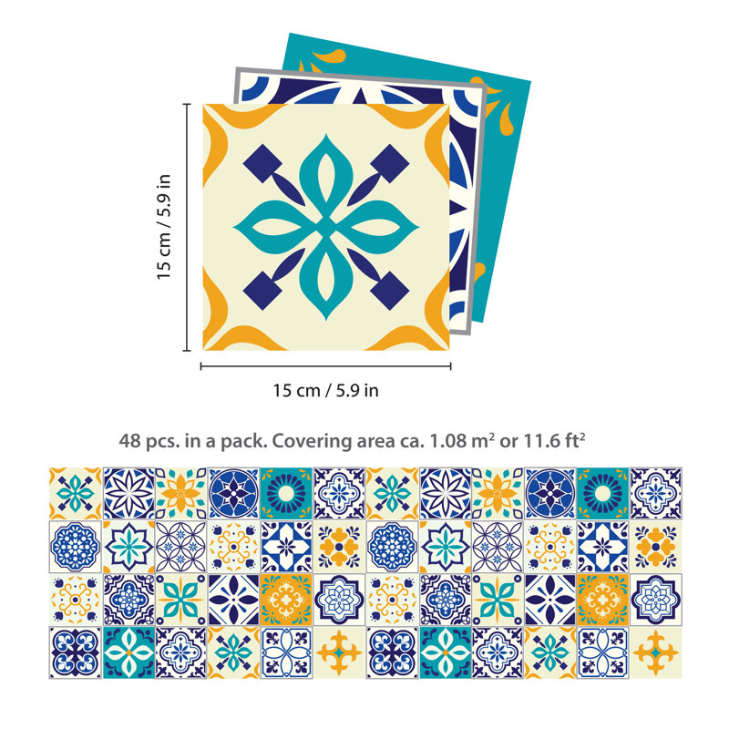 Romeo 15cm W x 15cm L PVC Peel and Stick Mosaic Tile