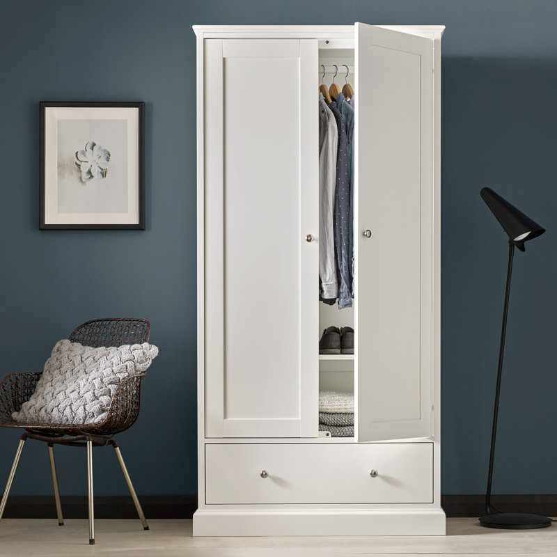 Carolina 2 Door Solid + Manufactured Wood Wardrobe, White