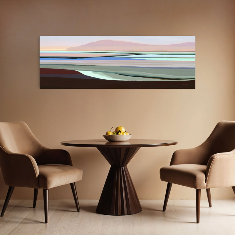 Art mural mural de paysage abstrait contemporain contemporain, H 16 po x l 48 po