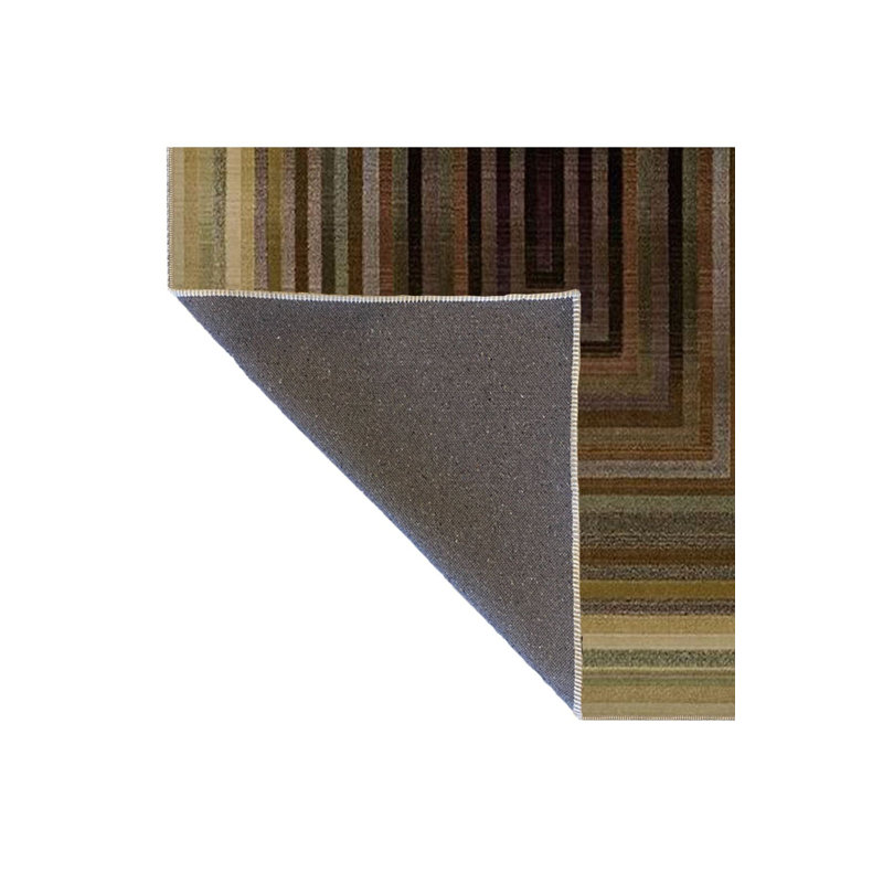 Dark Toned Multi Colored Rectangular Geometric Patterned Modern Decorative Rug Machine Washable
