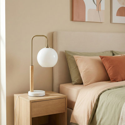 Modern Bedside Table Lamp with Marble Base