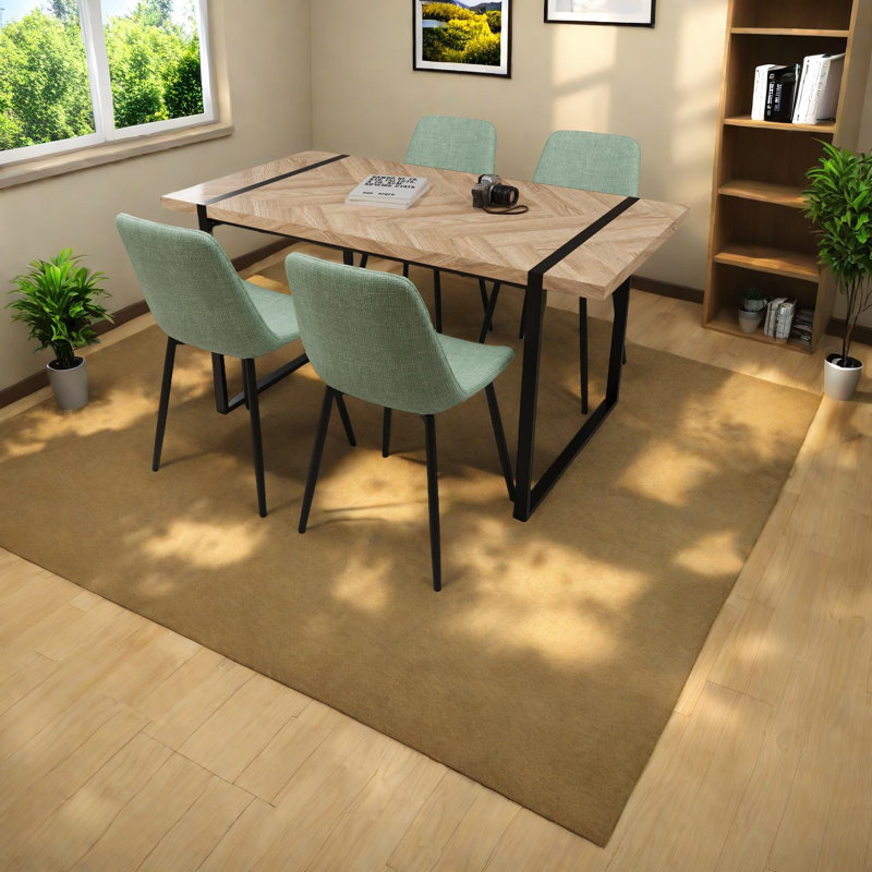 Ensemble de table de salle à manger moderne en bois avec base en métal pour la cuisine