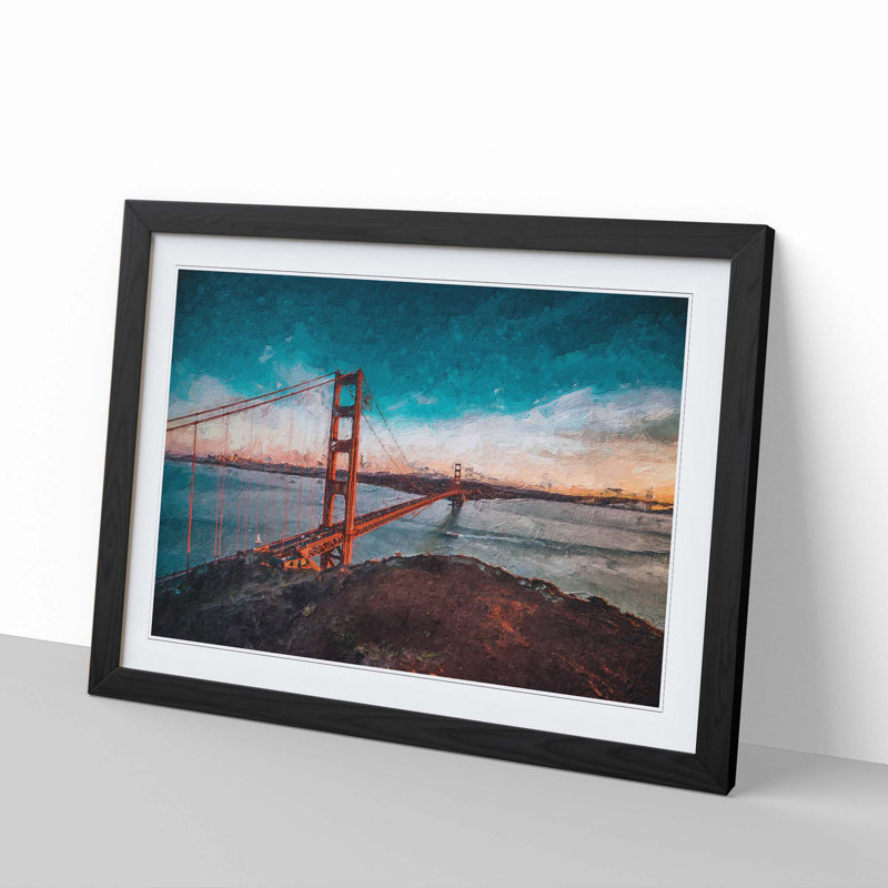 The Golden Gate Bridge in San Francisco Bay - Picture Frame Painting Print, 36cm H x 48cm W x 2cm D, Black Framed