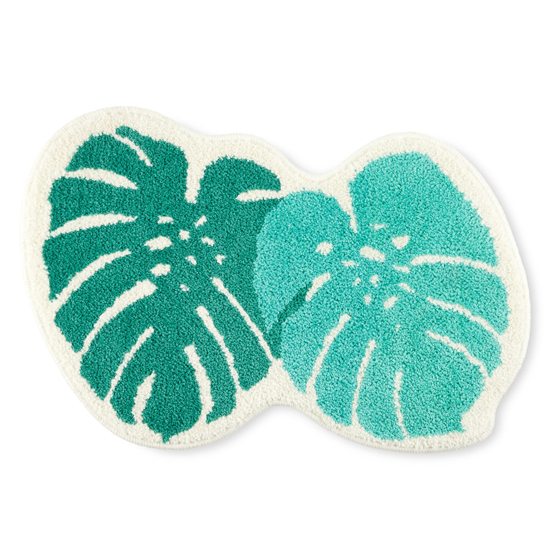TOWN & COUNTRY PLAY In The Tropics Monstera Leaves Shaped Bath Mat, Green, 20.4"x30.9" Town & Country Living