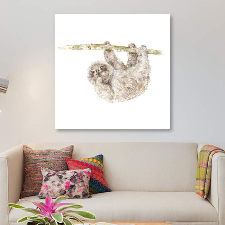 Art sur toile paresseux, H 12 po x l 12 po x P 0,75 po